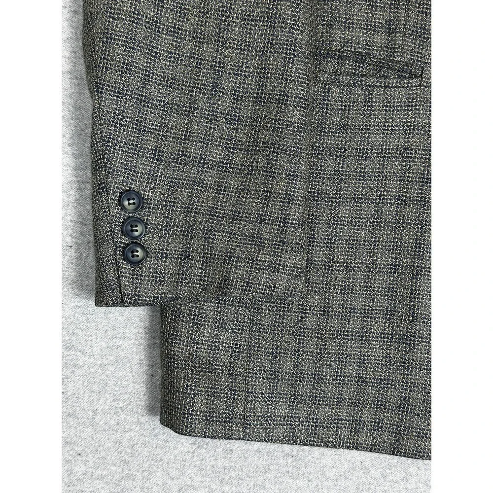 Vito‎ Rufolo Blazer Mens 44 Long Gray Check Wool Silk Made in Italy Sport Coat